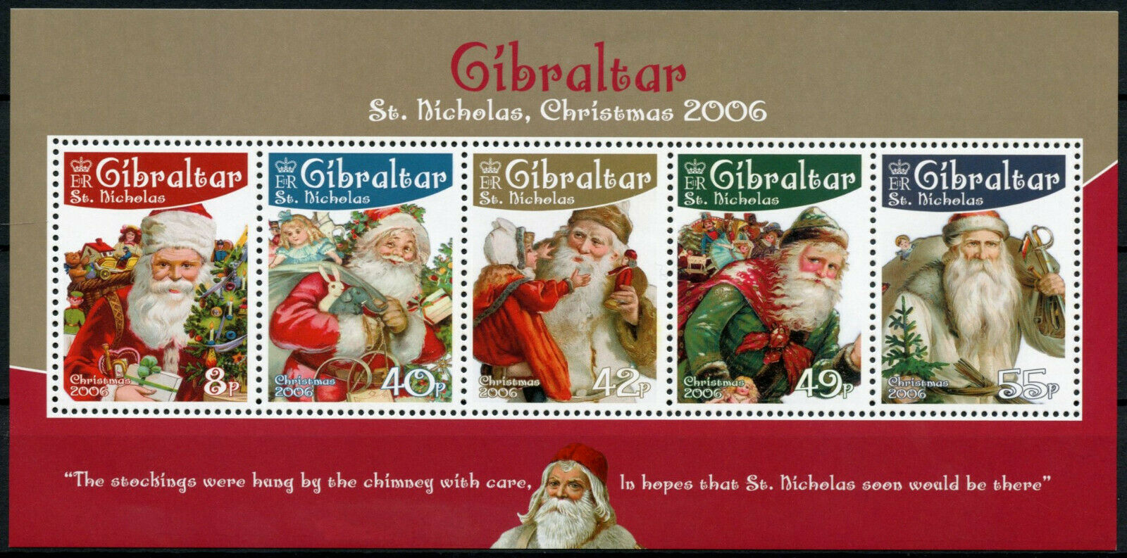 Gibraltar 2006 MNH Christmas Stamps St Nicholas Saints Santa 5v M/S