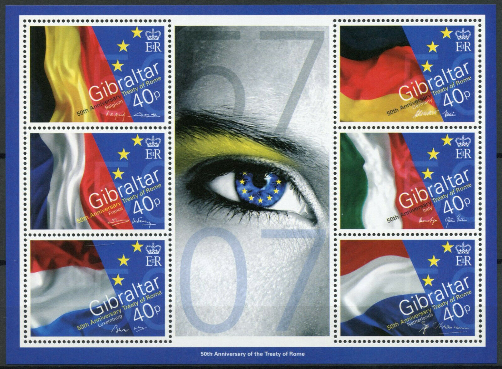 Gibraltar 2007 MNH Flags Stamps Treaty of Rome European Union EU 6v M/S