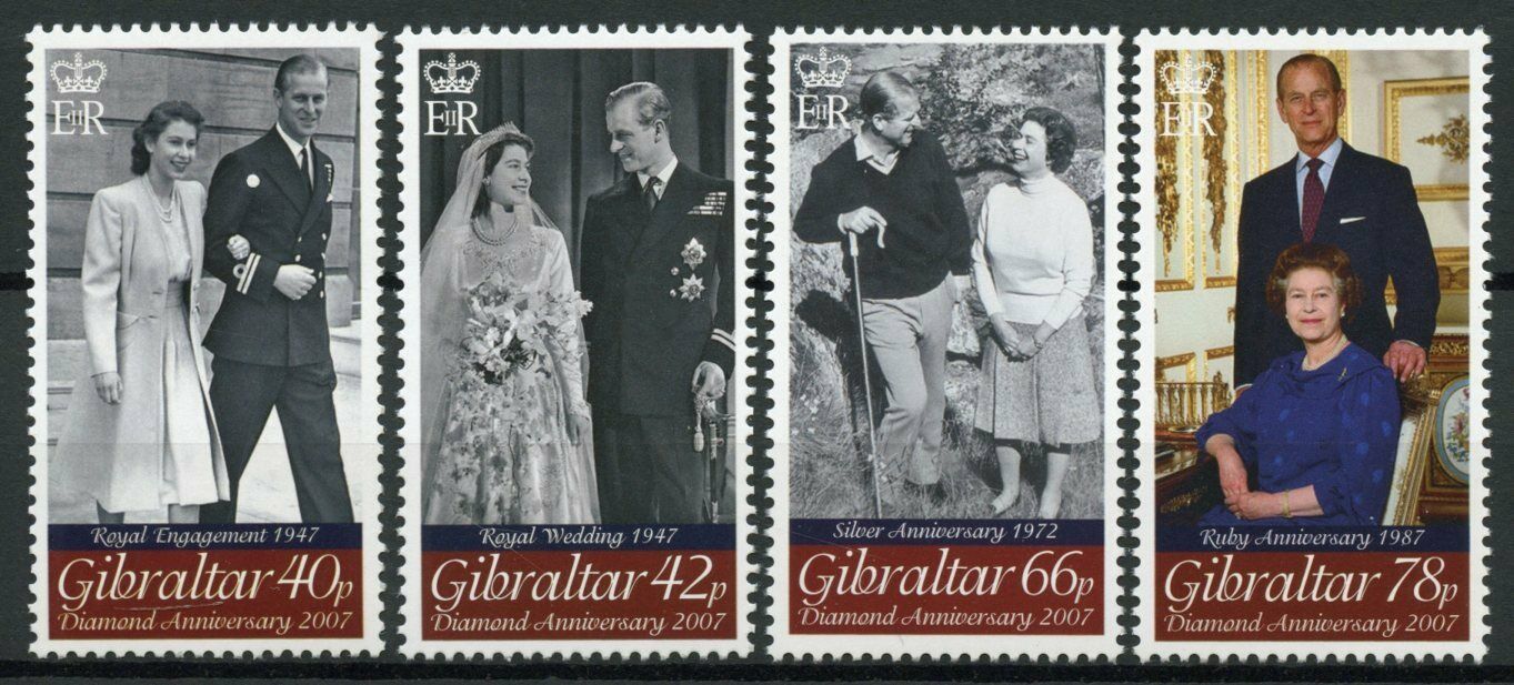 Gibraltar 2007 MNH Royalty Stamps Queen Elizabeth II Diamond Wedding 4v Set