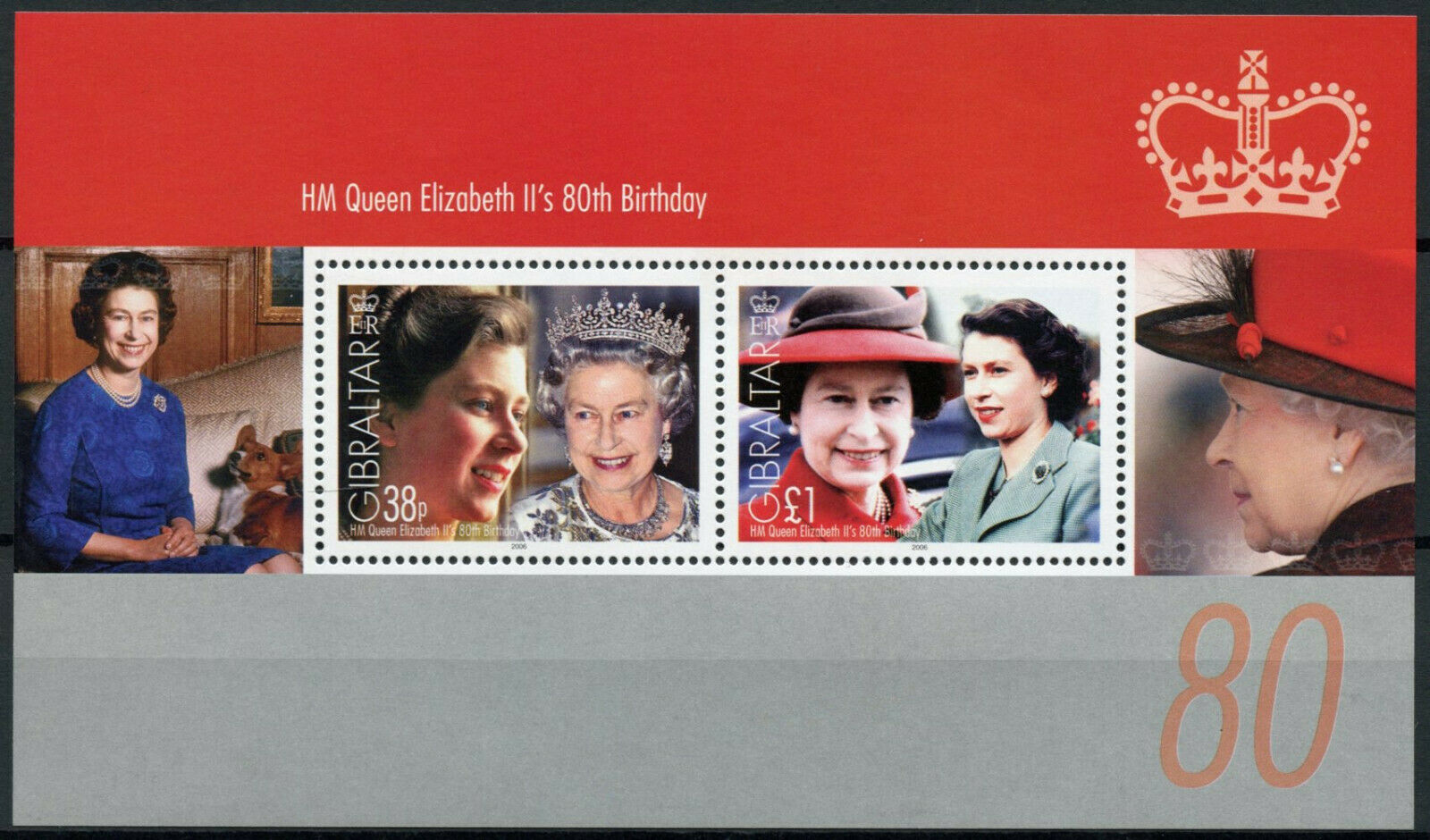 Gibraltar 2006 MNH Royalty Stamps Queen Elizabeth II 80th Birthday 2x 2v M/S