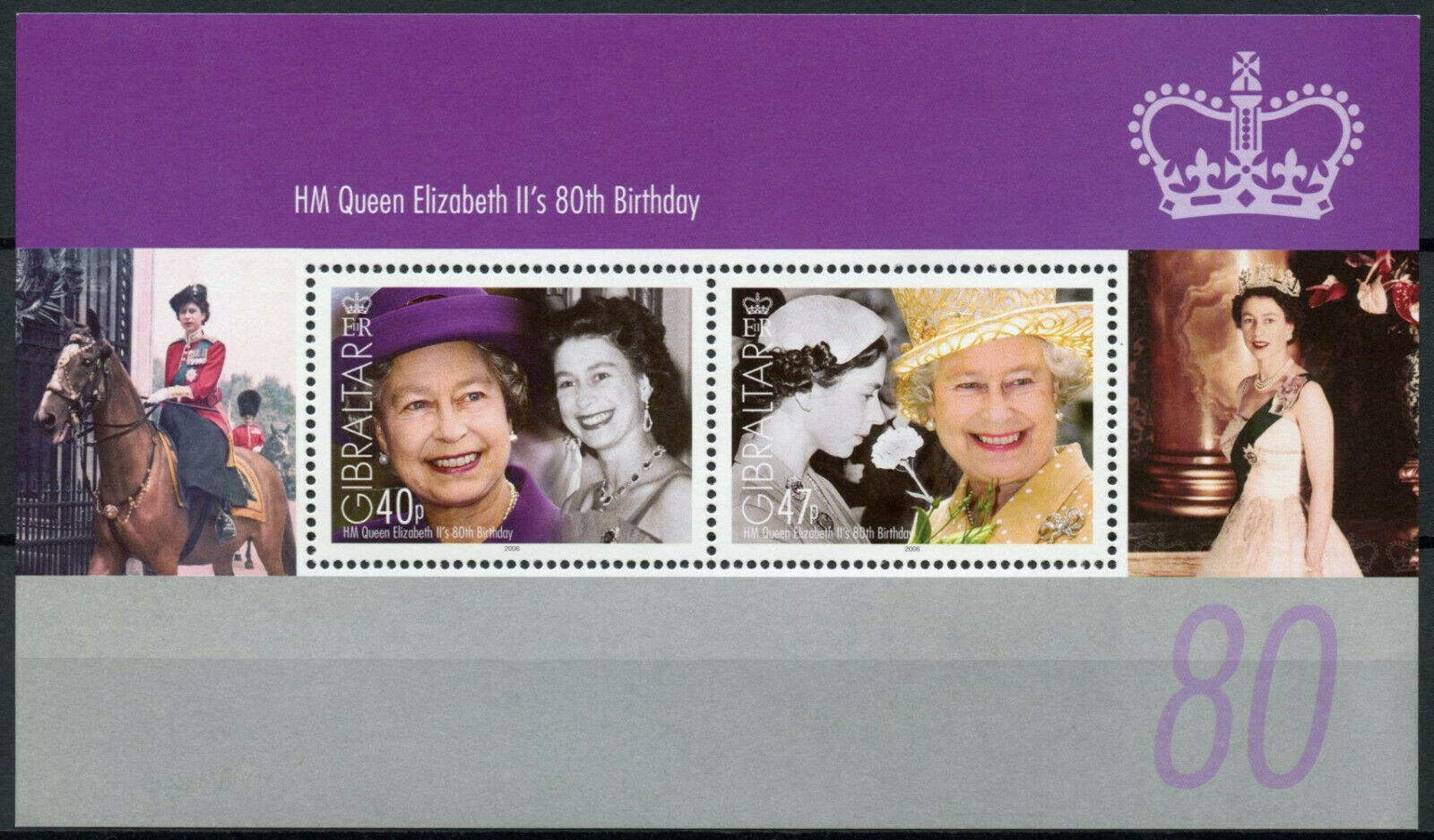 Gibraltar 2006 MNH Royalty Stamps Queen Elizabeth II 80th Birthday 2x 2v M/S