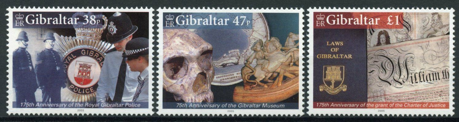 Gibraltar 2005 MNH Anniversaries Stamps Police Museums Charter of Justice 3v Set