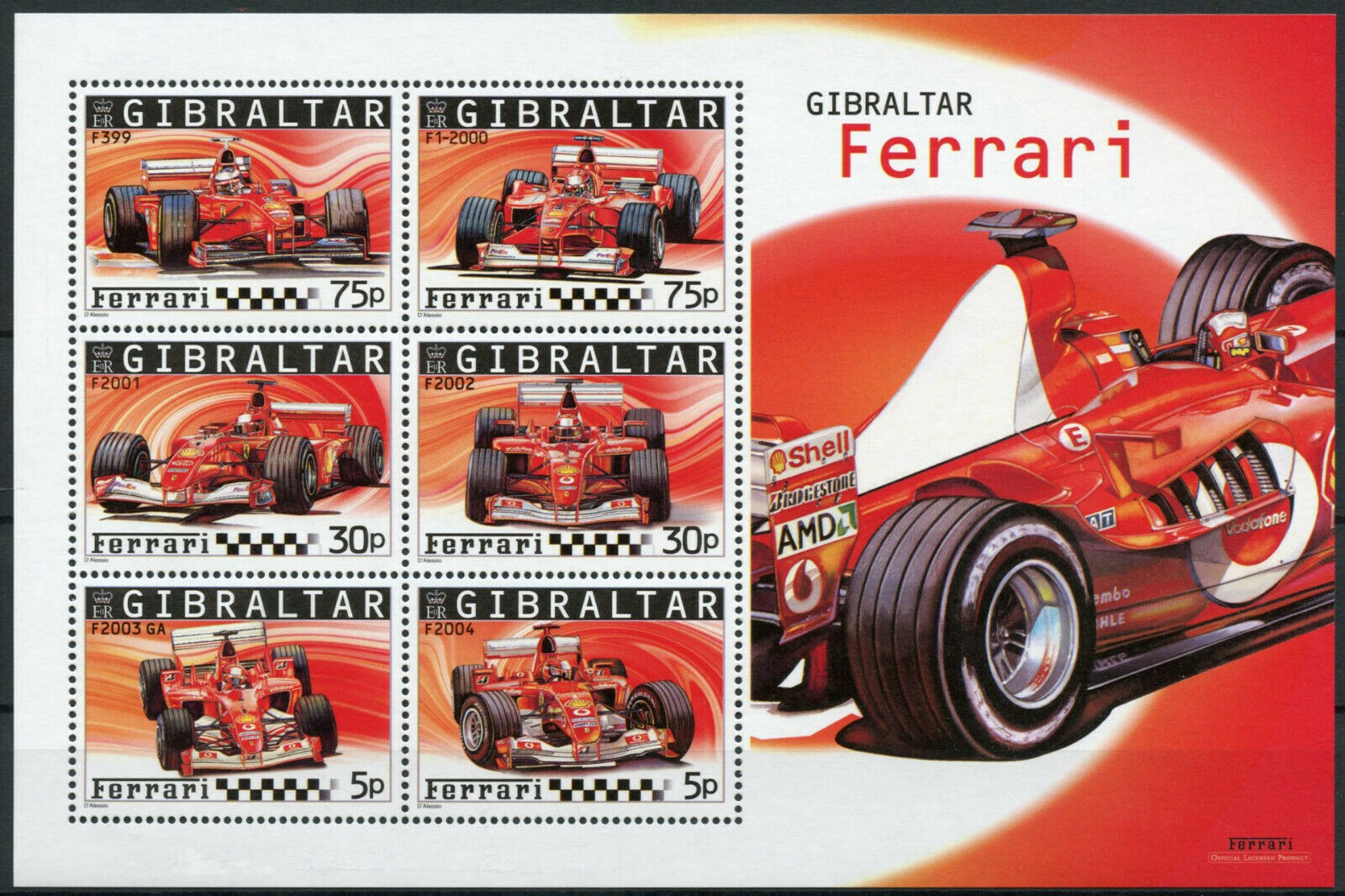 Gibraltar 2004 MNH Sports Stamps Ferrari F1 Formula 1 Auto Racing Cars 6v M/S