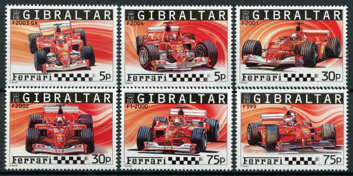 Gibraltar 2004 MNH Sports Stamps Ferrari F1 Formula 1 Auto Racing Cars 6v Set