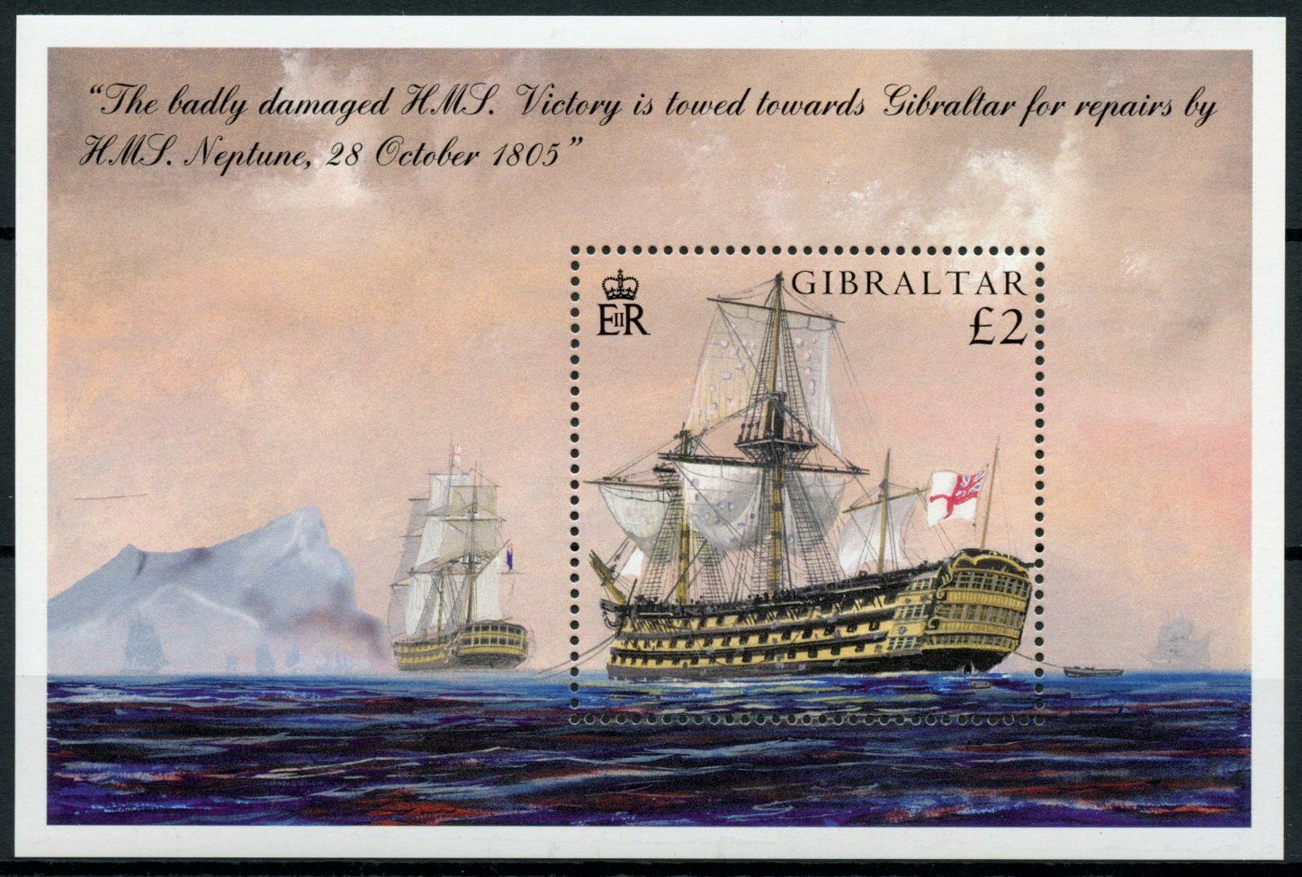 Gibraltar 2005 MNH Ships Stamps Battle of Trafalgar HMS Victory Neptune 1v M/S