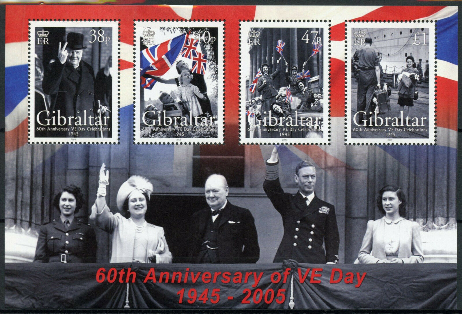Gibraltar 2005 MNH Military Stamps WWII WW2 VE Day 60th Anniv Churchill 4v M/S