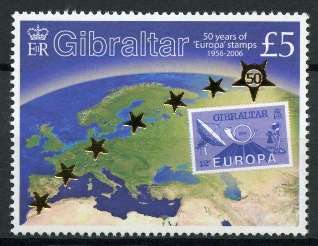 Gibraltar 2005 MNH Europa Stamps 50 Years Maps Stamps-on-Stamps SOS 1v Set