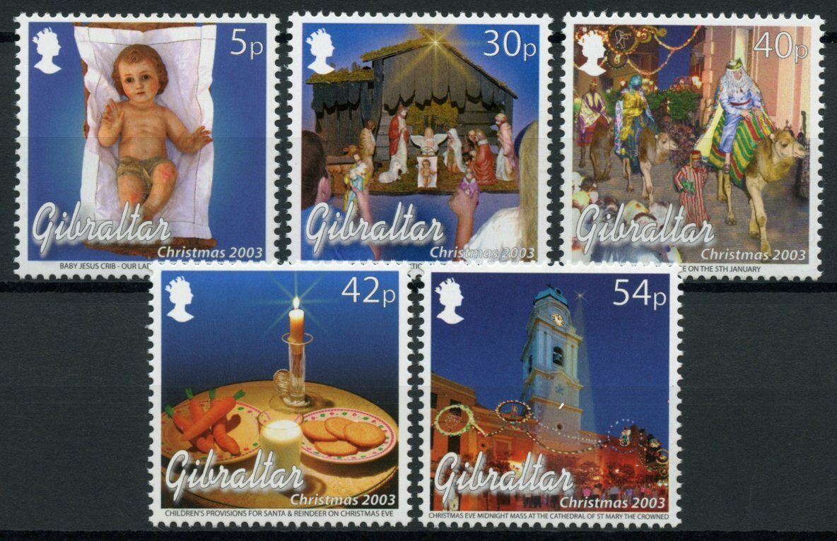 Gibraltar 2003 MNH Christmas Stamps Nativity Baby Jesus 5v Set