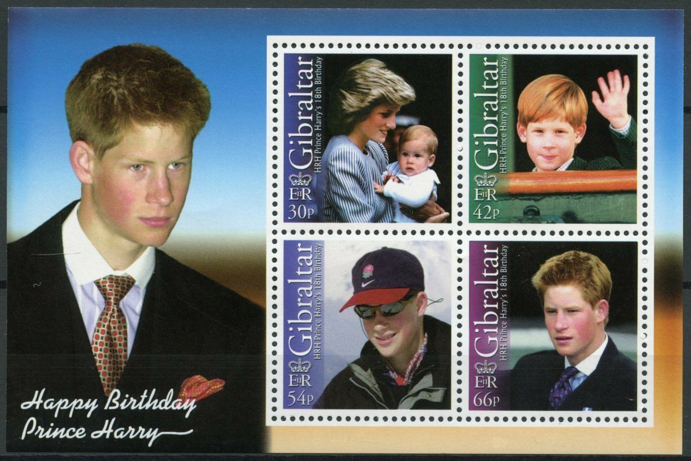 Gibraltar 2002 MNH Royalty Stamps Prince Harry 18th Birthday 4v M/S
