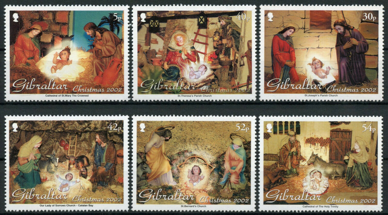 Gibraltar 2002 MNH Christmas Stamps Nativity Mary Joseph Baby Jesus 6v Set