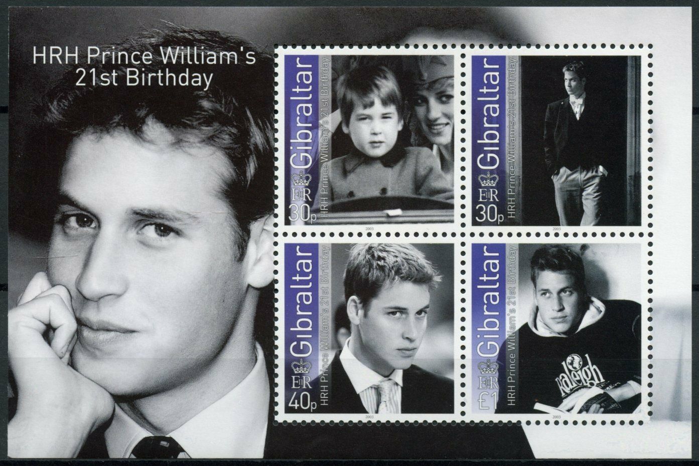 Gibraltar 2003 MNH Royalty Stamps Prince William 21st Birthday 4v M/S