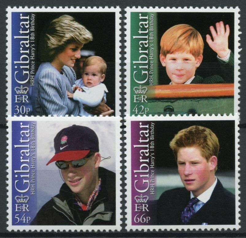 Gibraltar 2002 MNH Royalty Stamps Prince Harry 18th Birthday 4v Set