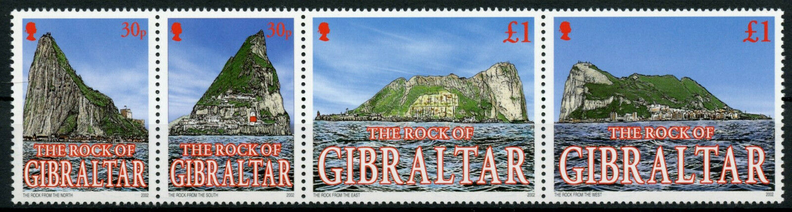 Gibraltar 2002 MNH Landscapes Stamps View of Rock of Gibraltar Tourism 4v Strip