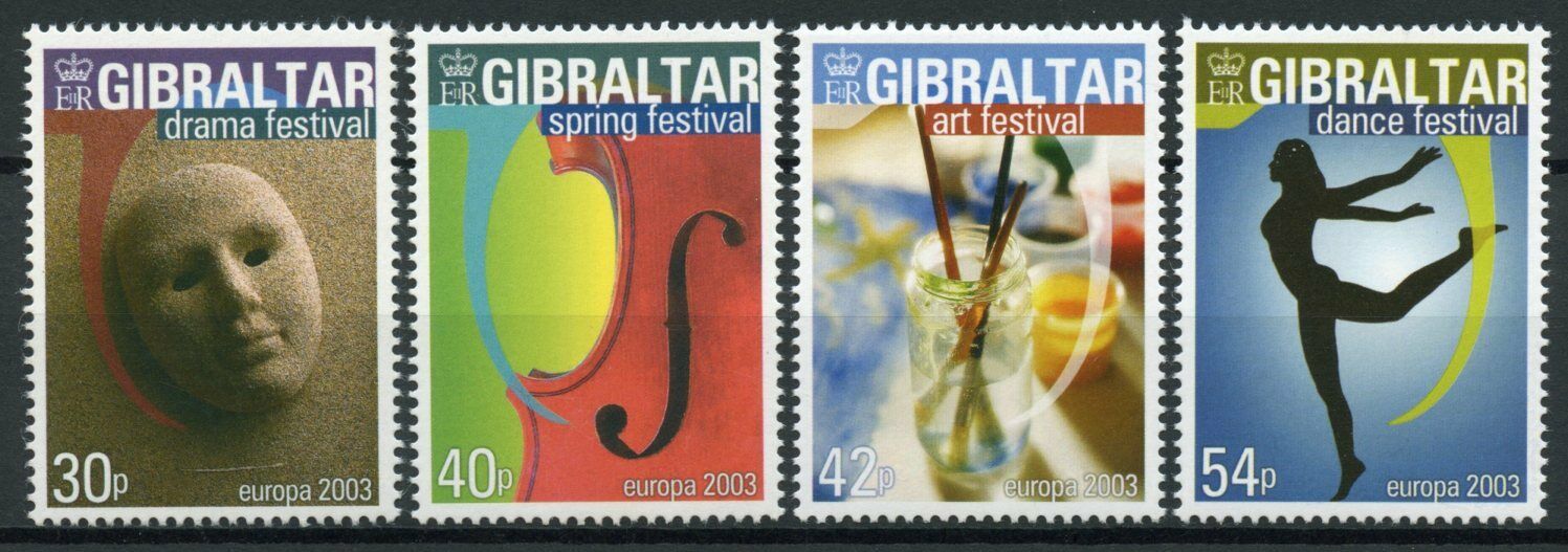 Gibraltar 2003 MNH Europa Stamps Poster Art Drama Dance Festivals 4v Set