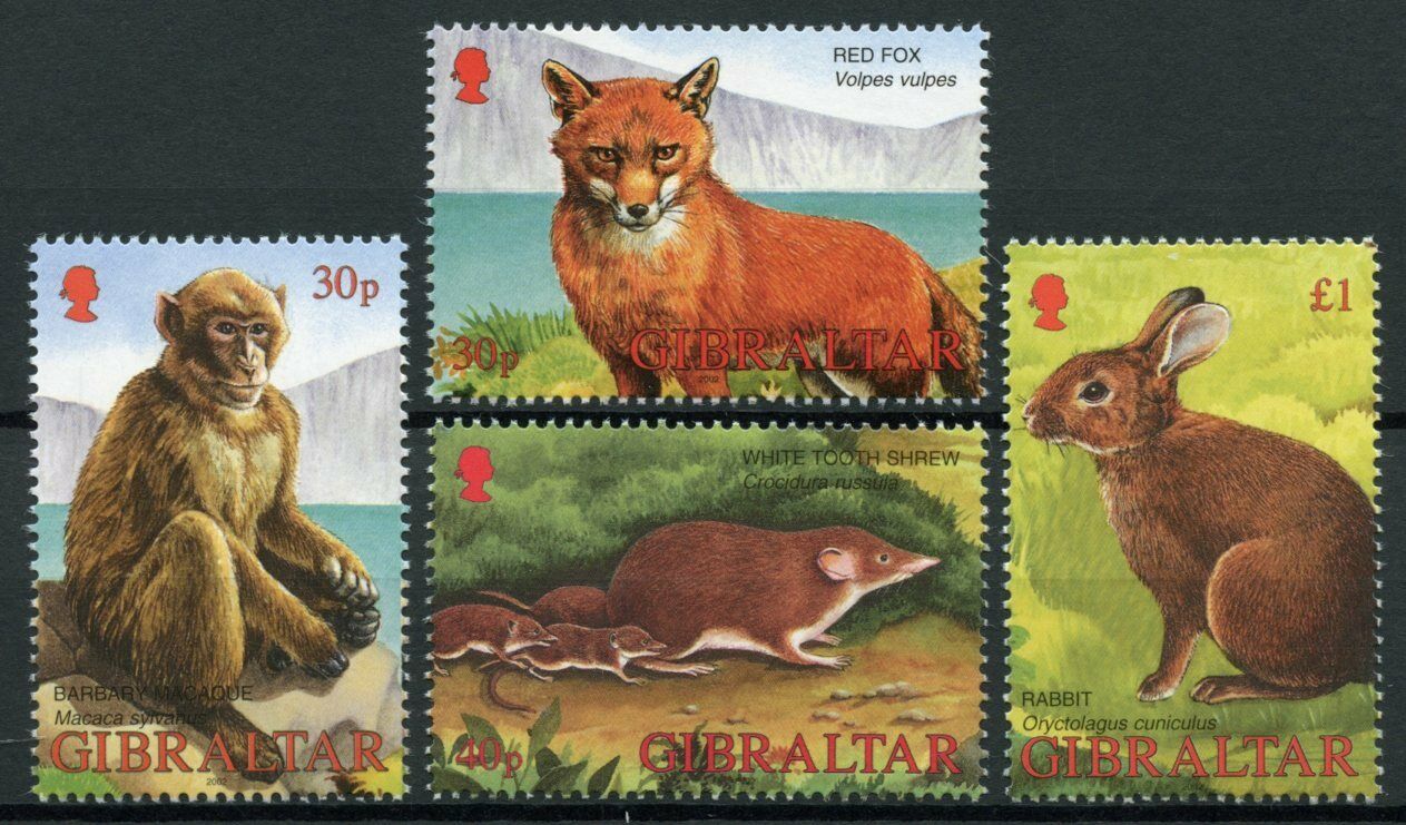 Gibraltar 2002 MNH Wild Animals Stamps Wildlife Foxes Rabbits Monkeys 4v Set
