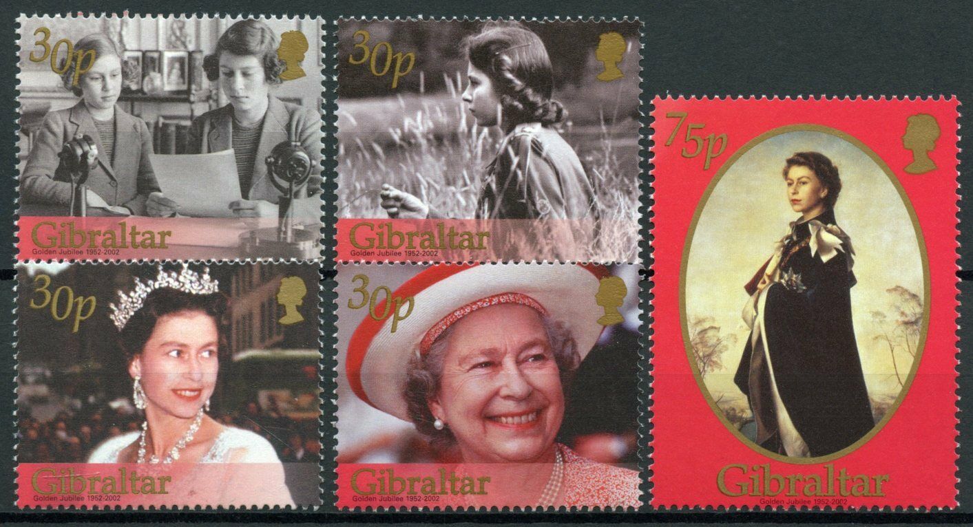 Gibraltar 2002 MNH Royalty Stamps Queen Elizabeth II Golden Jubilee 5v Set