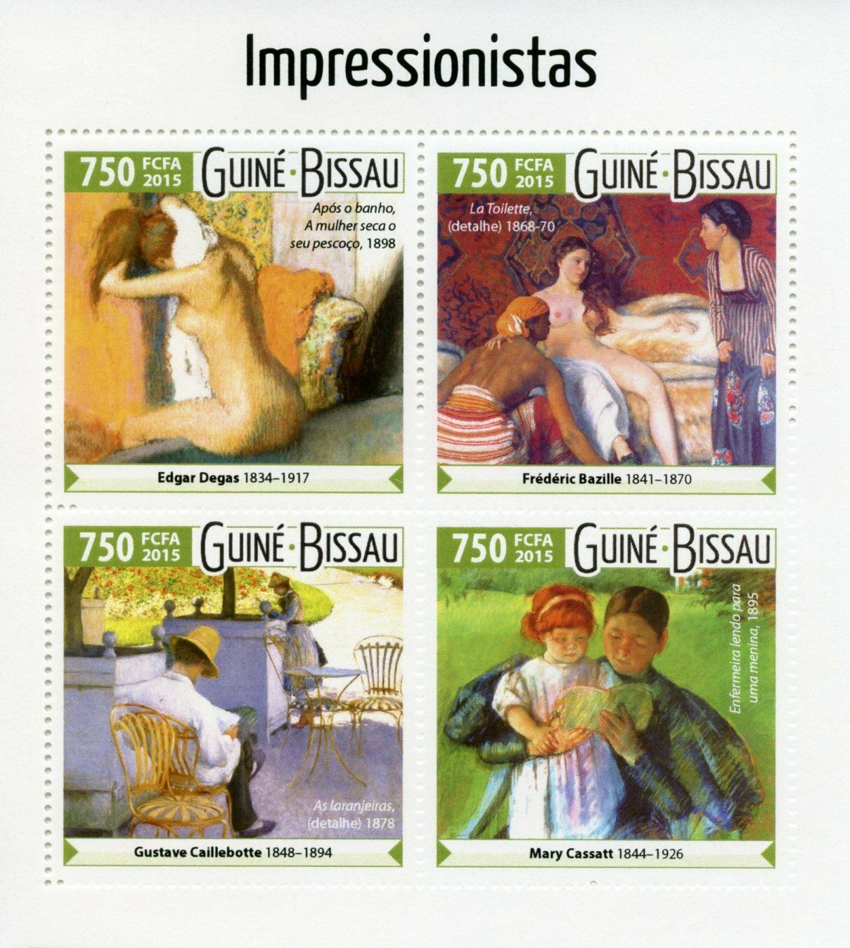 Guinea-Bissau 2015 MNH Art Stamps Impressionists Nudes Paintings Degas 4v M/S