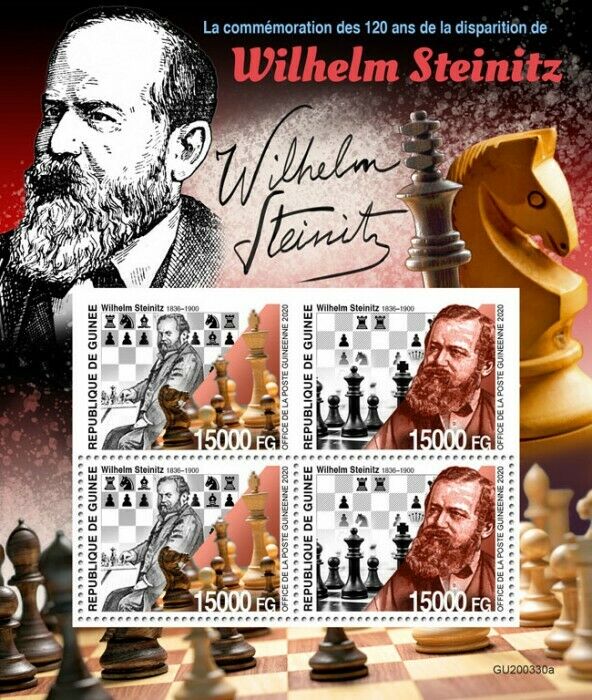 Guinea 2020 MNH Chess Stamps Wilhelm Steinitz Games Sports 4v M/S + IMPF