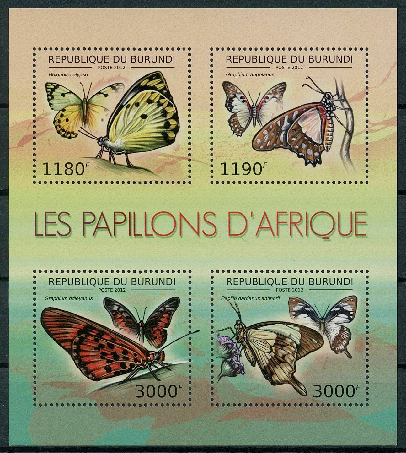Burundi 2012 MNH African Butterflies Stamps Swallowtail Butterfly 4v M/S