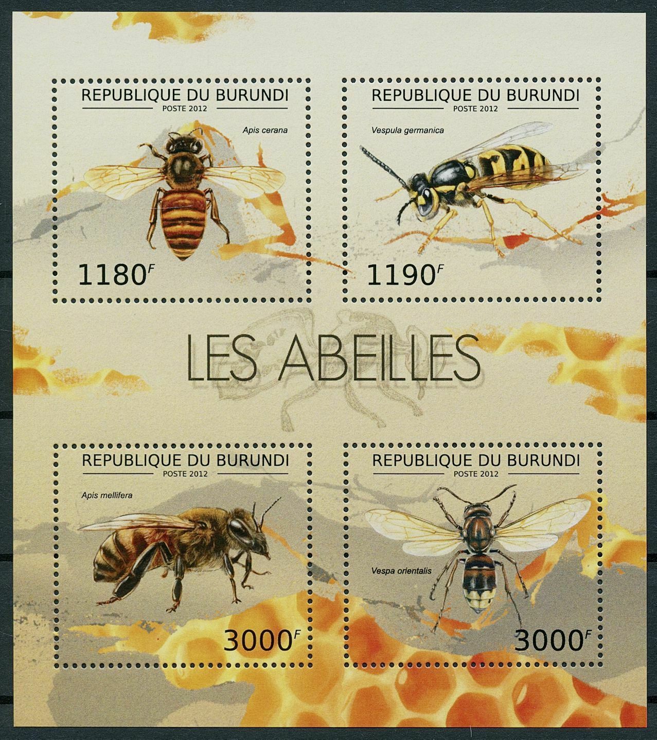 Burundi 2012 MNH Bees Stamps Honey Bee German Wasp Insects 4v M/S