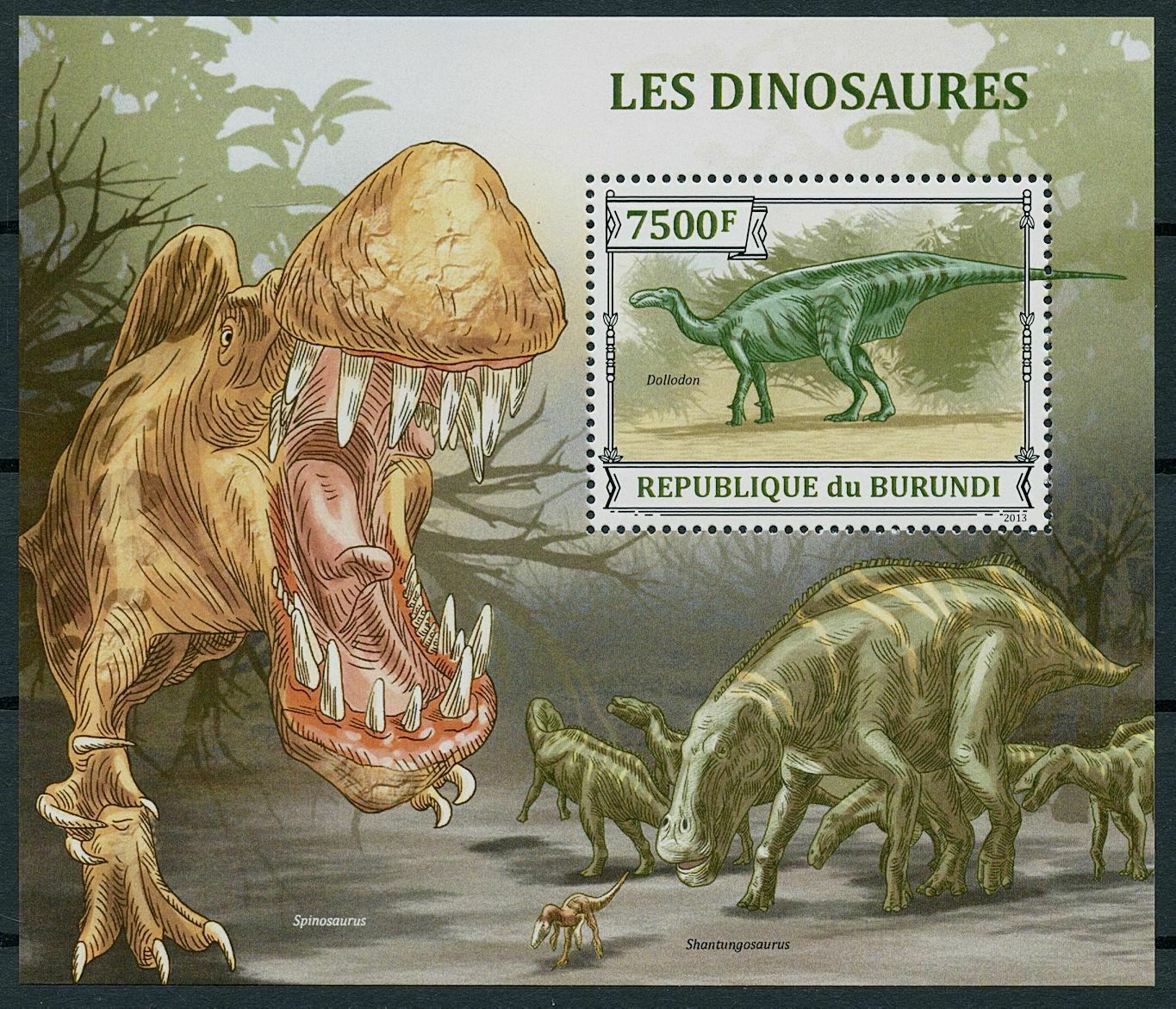Burundi 2013 MNH Dinosaurs Stamps Prehistoric Animals Dollodon 1v S/S