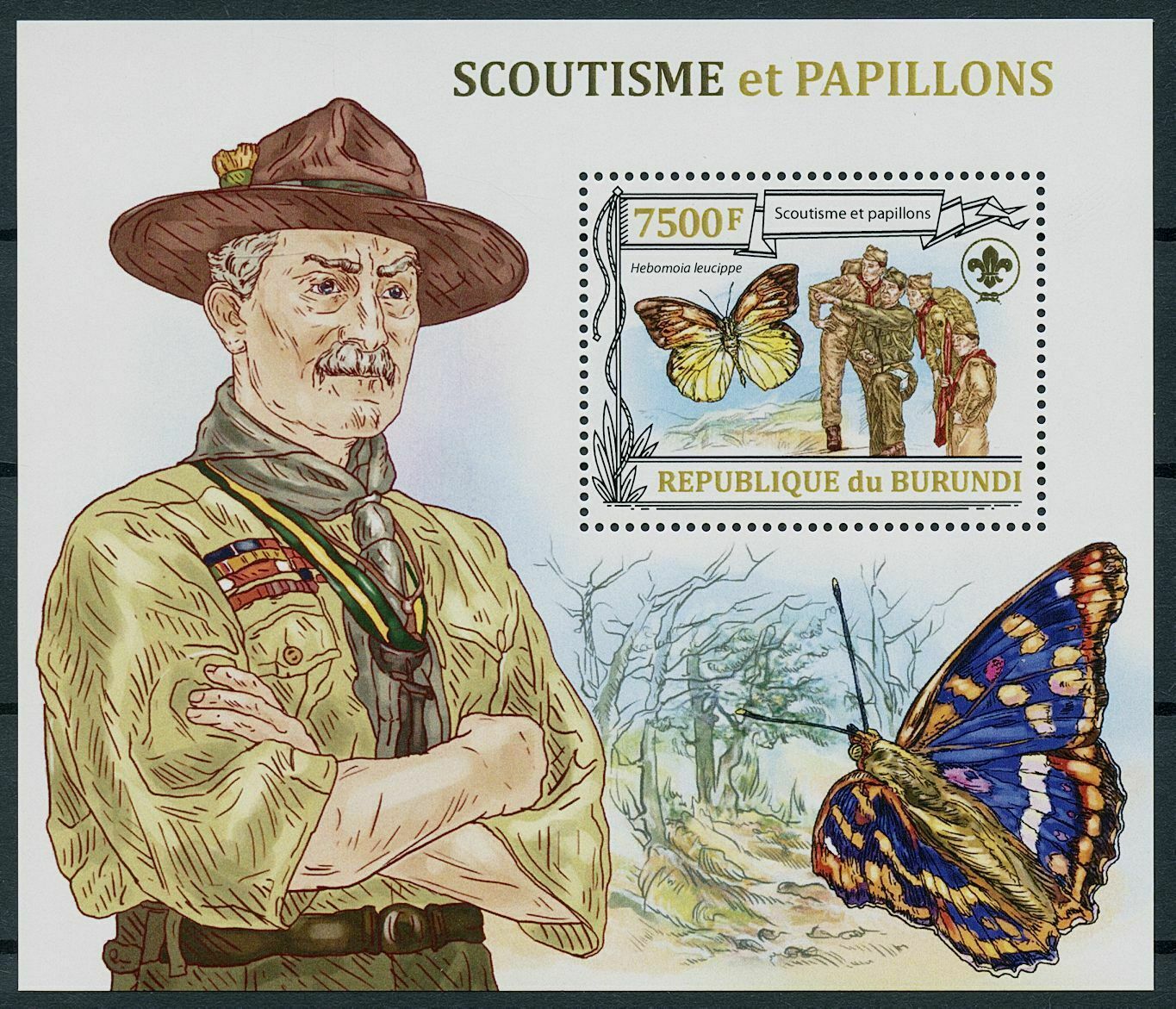 Burundi 2013 MNH Scouting & Butterflies Stamps Robert Baden-Powell Scouts 1v S/S