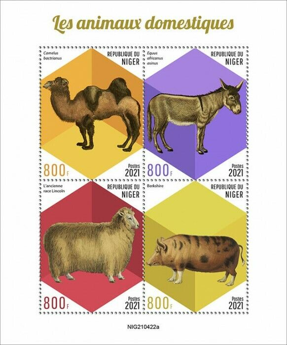 Niger 2021 MNH Domestic Animals Stamps Camels Donkeys Pigs Sheep 4v M/S