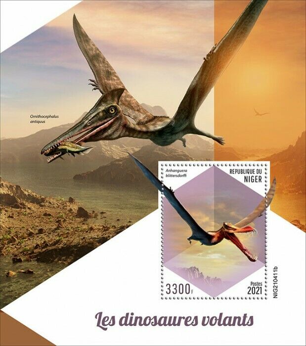 Niger 2021 MNH Flying Dinosaurs Stamps Prehistoric Animals Anhanguera 1v S/S
