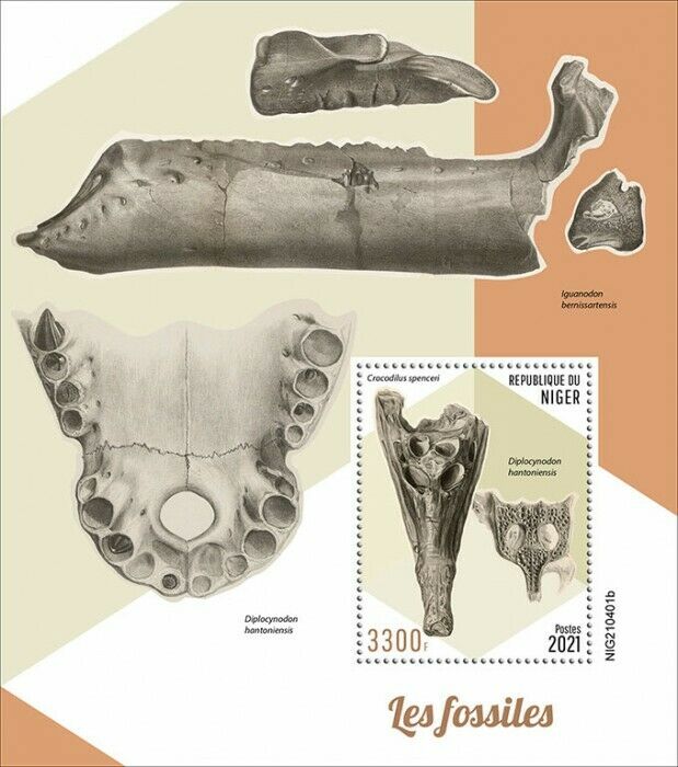 Niger 2021 MNH Fossils Stamps Prehistoric Animals Archaeology 1v S/S