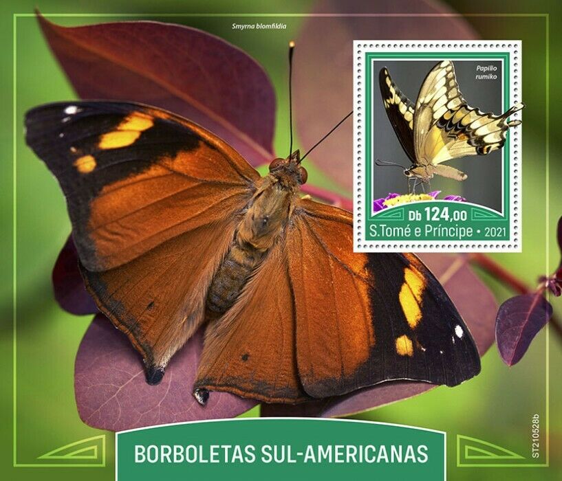 Sao Tome & Principe 2021 MNH South American Butterflies Stamps Butterfly 1v S/S