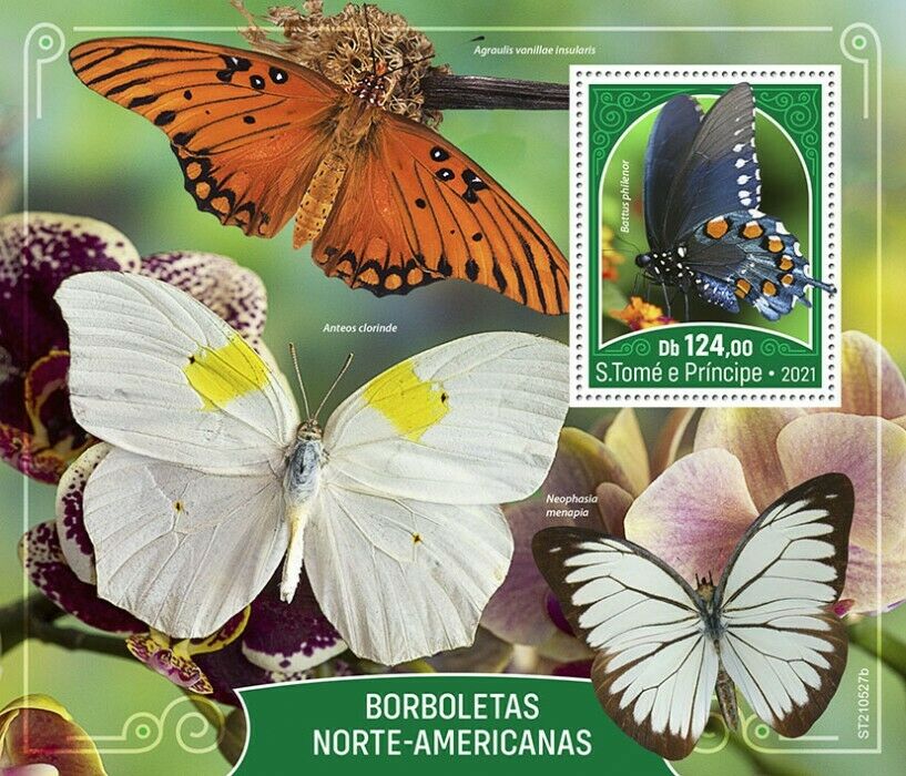 Sao Tome & Principe 2021 MNH North American Butterflies Stamps Butterfly 1v S/S