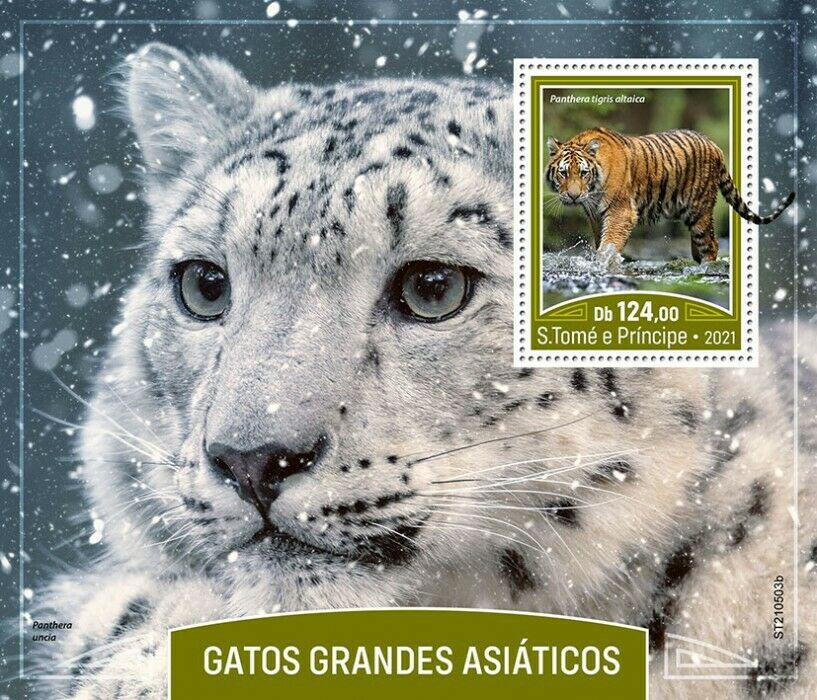 Sao Tome & Principe 2021 MNH Wild Animals Stamps Asian Big Cats Tigers 1v S/S
