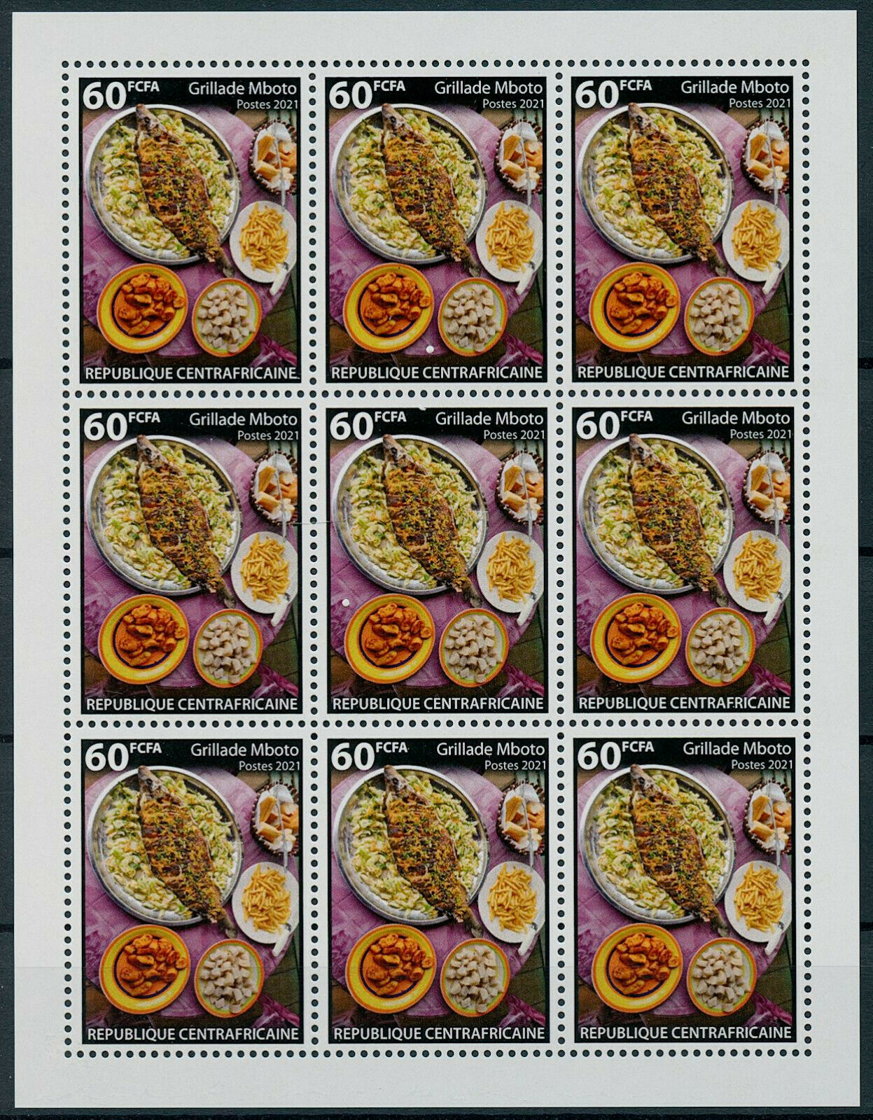 Central African Rep 2021 MNH Gastronomy Stamps Grillade Mboto Cultures 9v M/S