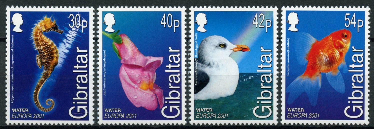 Gibraltar 2001 MNH Europa Stamps Water & Nature Seahorses Birds Goldfish 4v Set