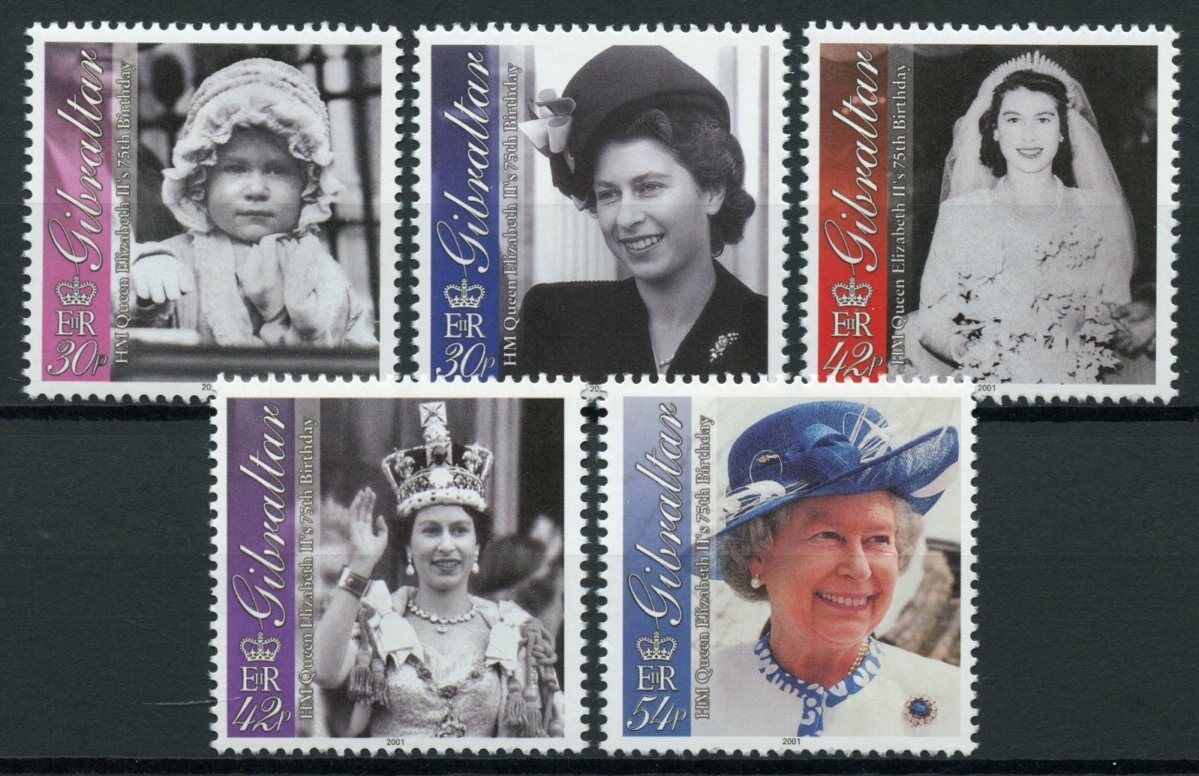 Gibraltar 2001 MNH Royalty Stamps Queen Elizabeth II 75th Birthday 5v Set