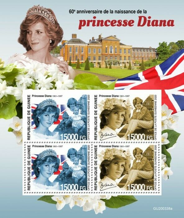 Guinea 2020 MNH Royalty Stamps Princess Diana 60th Birthday 4v M/S + IMPF