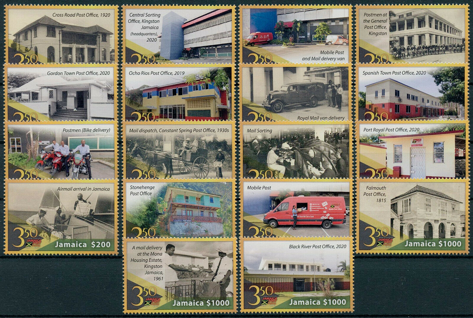 Jamaica 2021 MNH Postal Services Stamps Jamaica Post Transportation Cars 18v Set