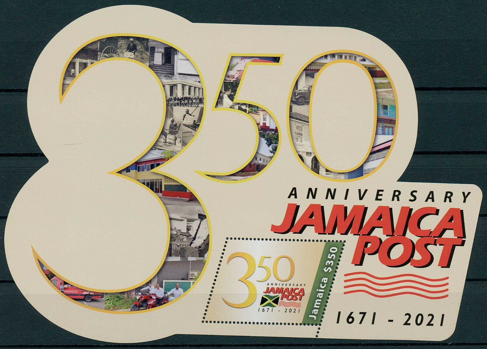 Jamaica 2021 MNH Postal Services Stamps Jamaica Post 350 Years Flags 1v M/S