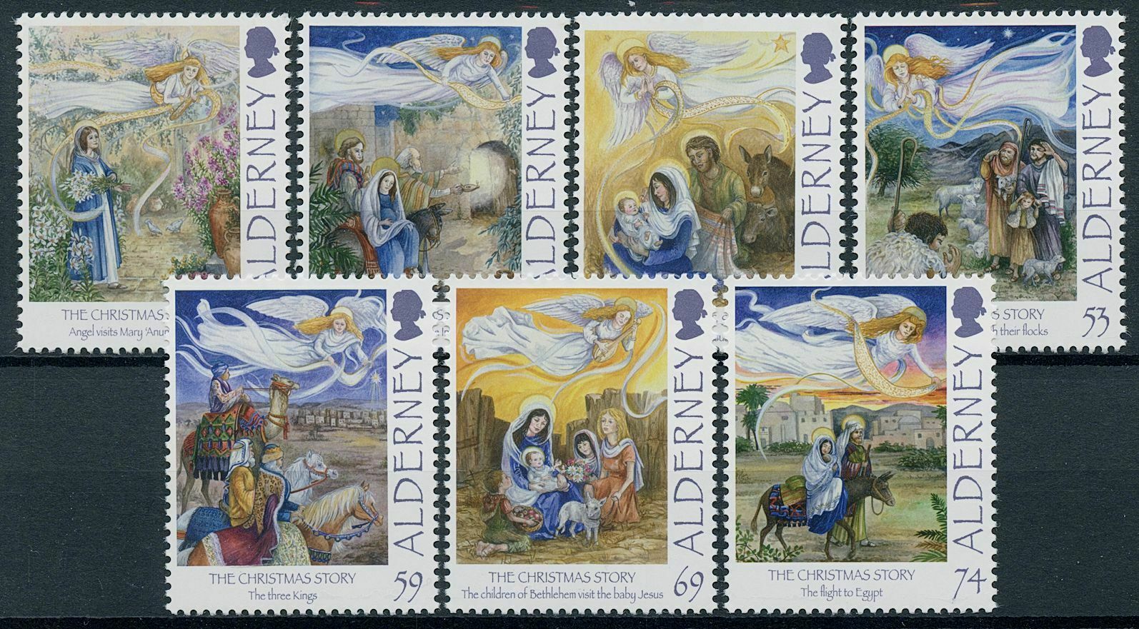 Alderney 2012 MNH Christmas Stamps The Christmas Story Nativity Angels 7v Set