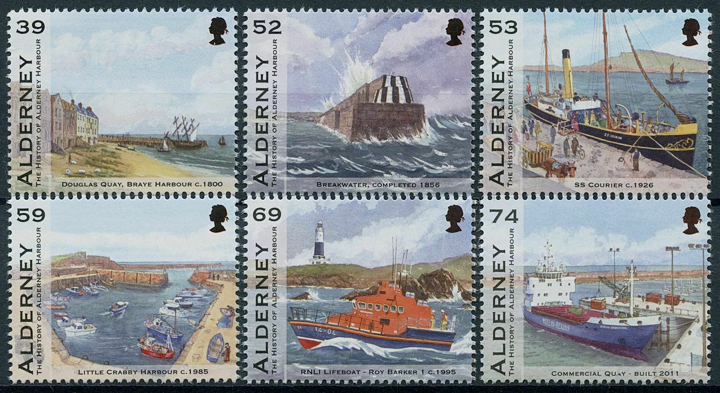 Alderney 2012 MNH Ships Stamps Alderney Harbour Lighthouses RNLI Lifeboat 6v Set