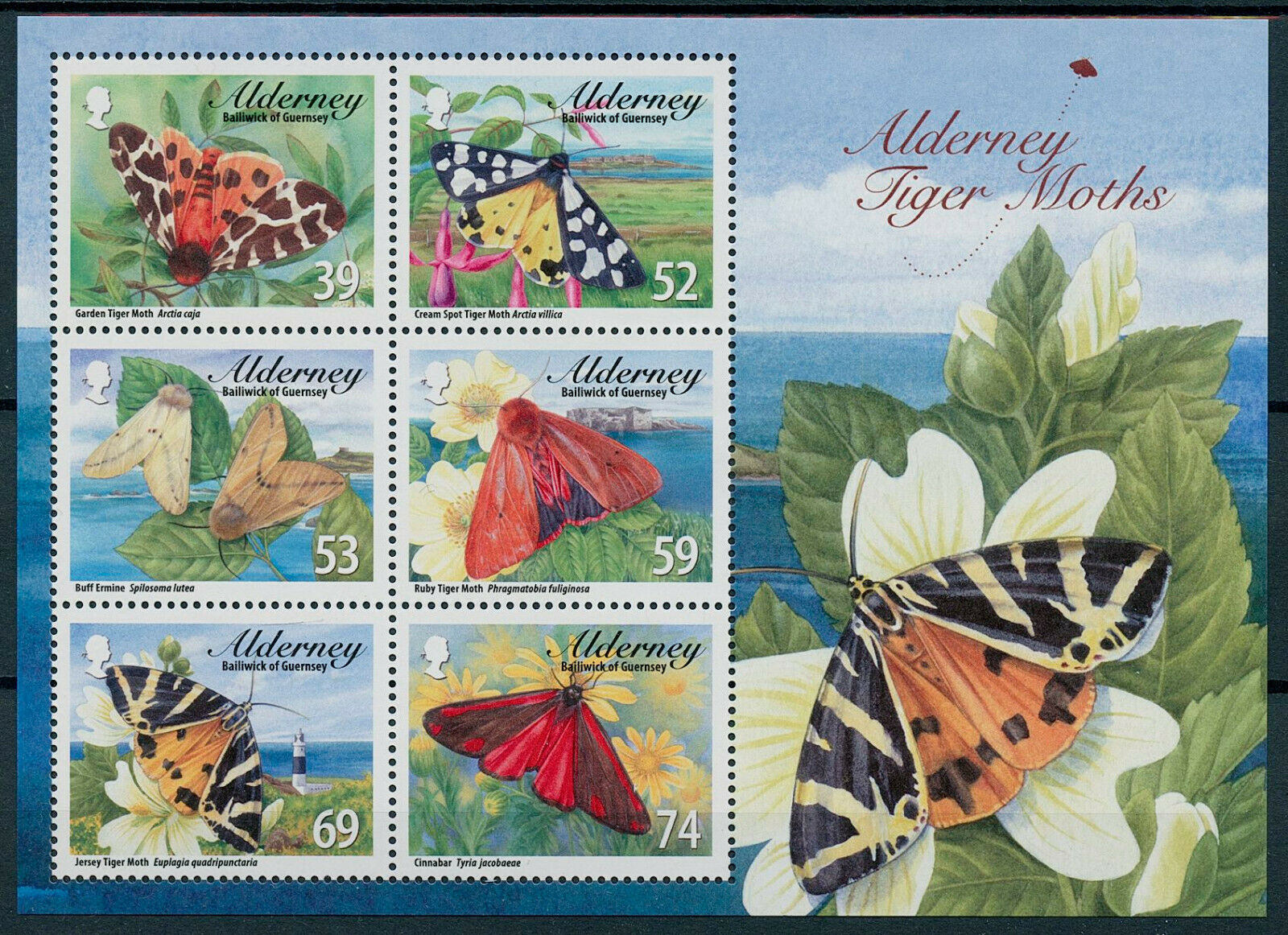Alderney 2012 MNH Insects Stamps Tiger Moths & Ermines Cinnabar Moth 6v M/S