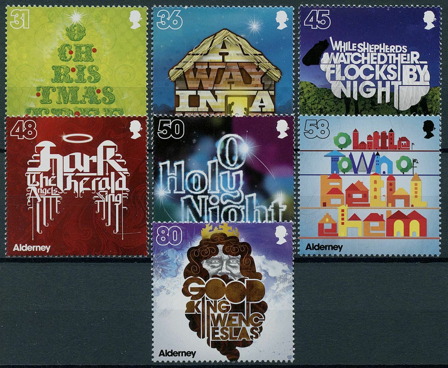 Alderney 2010 MNH Christmas Carols Stamps Holy Night Good King Wenceslas 7v Set