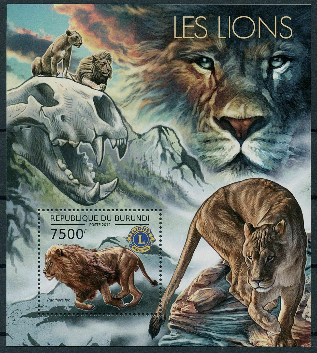 Burundi 2012 MNH Wild Animals Stamps Lions Club International Big Cats 1v S/S