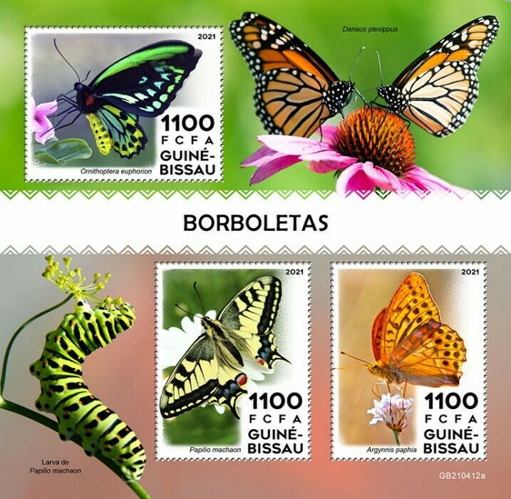 Guinea-Bissau 2021 MNH Butterflies Stamps Swallowtail Butterfly 3v M/S