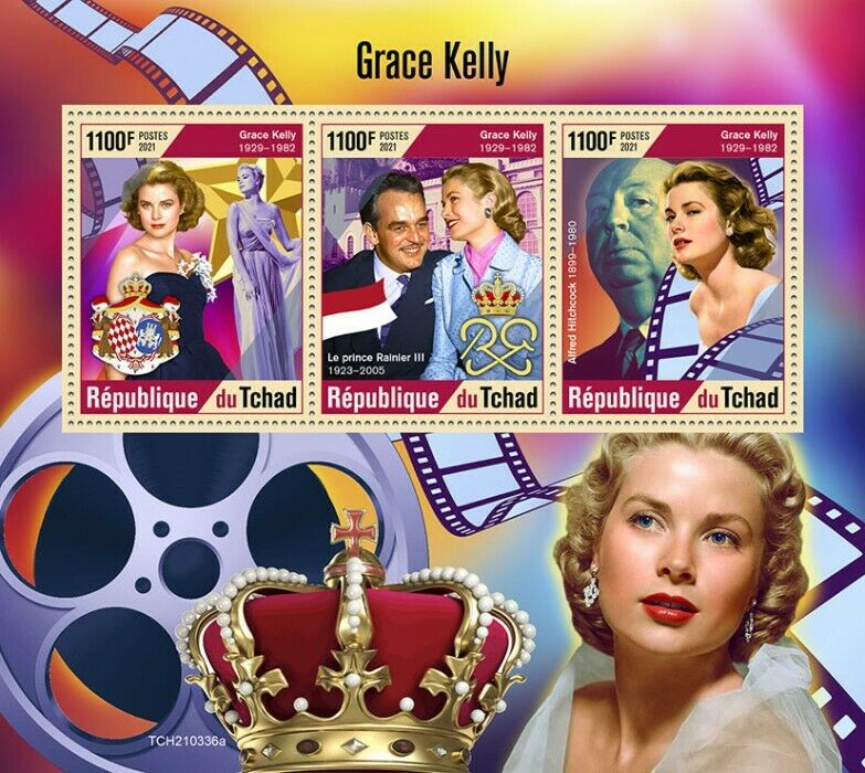 Chad 2021 MNH Royalty Stamps Grace Kelly Rainier III Prince of Monaco 4v M/S