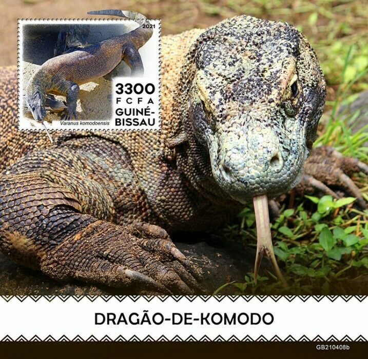 Guinea-Bissau 2021 MNH Reptiles Stamps Komodo Dragons Monitor Lizards 1v S/S