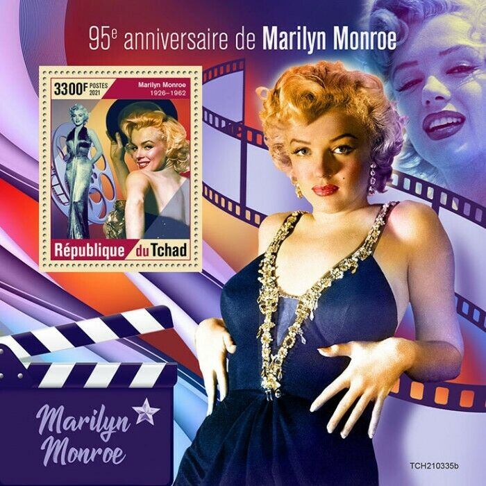 Chad 2021 MNH Marilyn Monroe Stamps Celebrities Film Movies Actresses 1v S/S