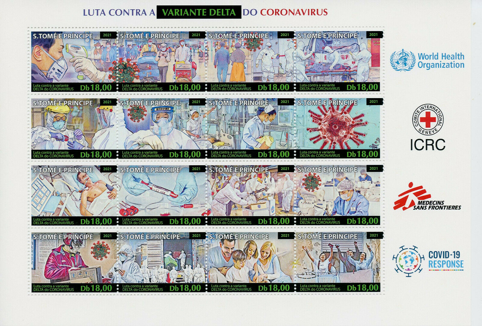 Sao Tome & Principe 2021 MNH Medical Stamps Corona Delta Variant Covid Covid-19 16v Black M/S