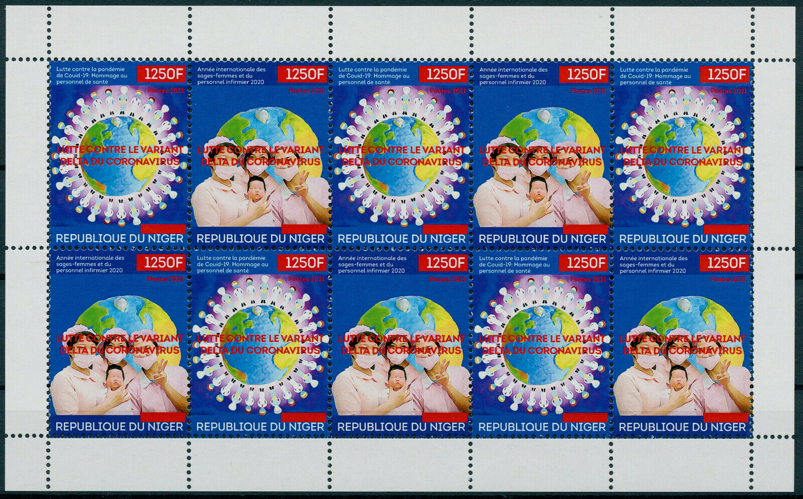 Niger 2021 MNH Medical Stamps Corona Fight Against Delta Variant Midwives Covid Covid-19 10v MS