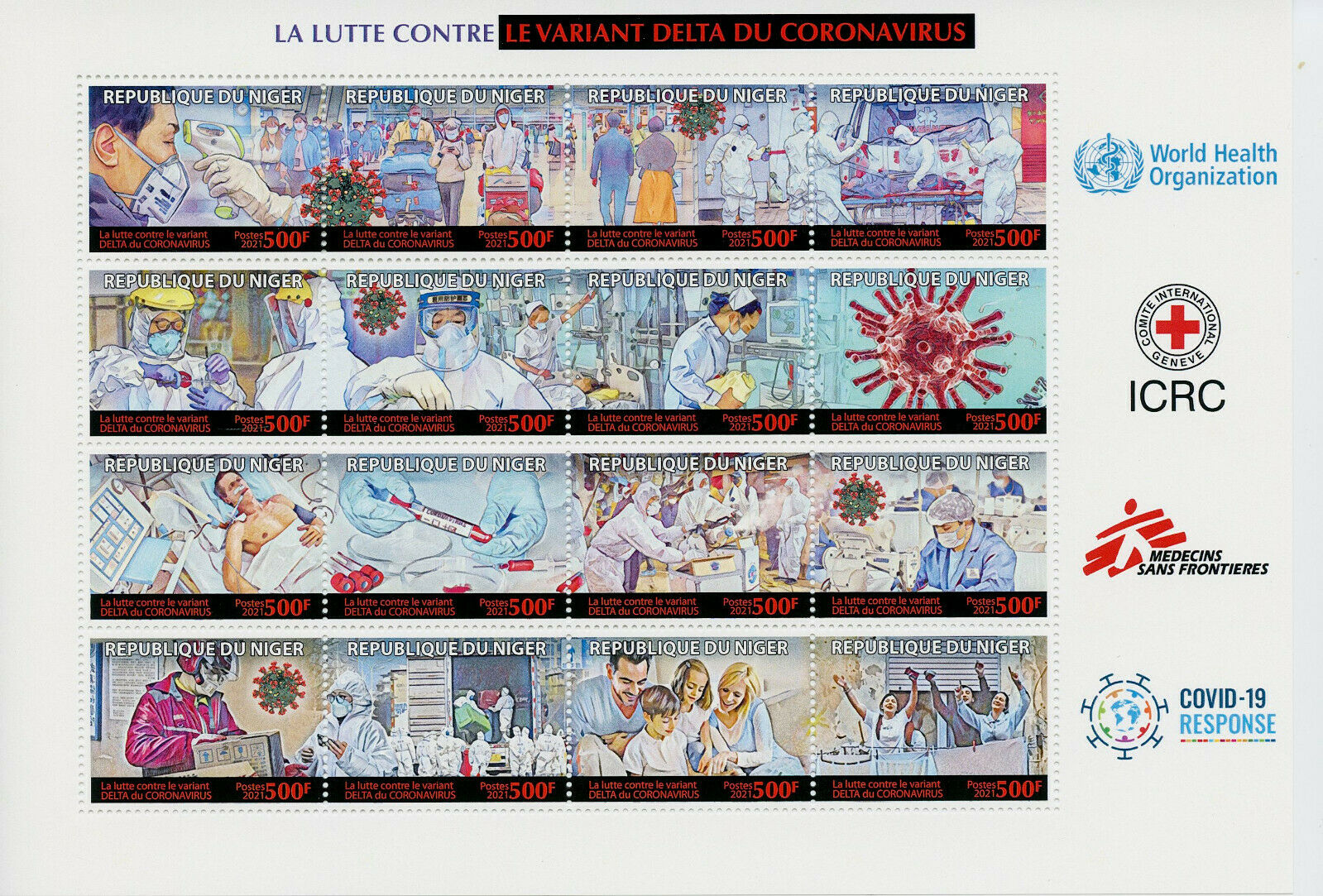 Niger 2021 MNH Medical Stamps Corona Fight Against Delta Variant Covid Covid-19 16v Black M/S